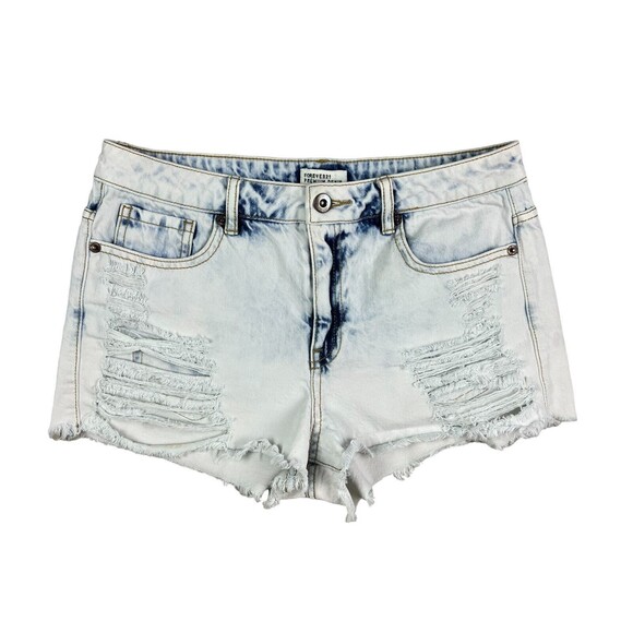Forever 21 Jean Shorts  Womens 28 Mid-Rise Cutoff  Distressed Bleached Denim - Picture 1 of 7